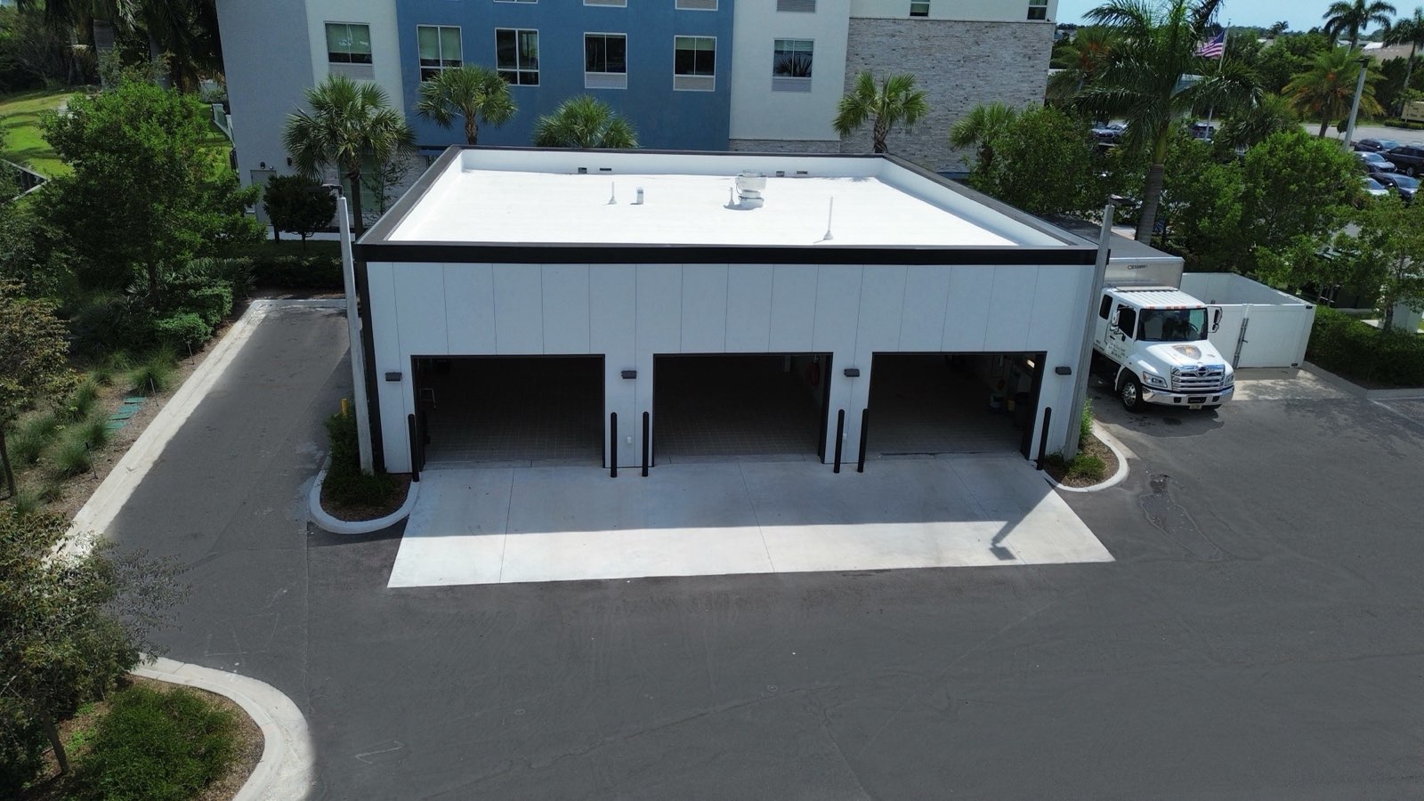 TPO roof on the Lamborghini of Naples service center