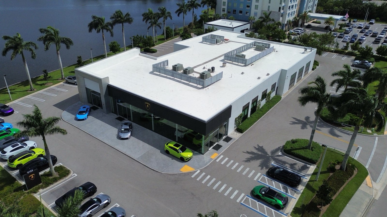 Induction-welded TPO roof on the Lamborghini of Naples dealership